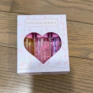LoveShackFancy Perfume Mist Set in Pink, Purple, Yellow